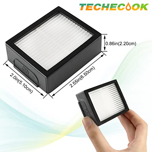 High-efficiency Filters Replacement for iRobot Roomba E I J Series i1+ i3 i3+ i4 i5 i6 i7 i7+ i8 j7 E5 E6 E7 Vacuum Cleaner by Techecook, 6Pack 4639161 Roomba Filters+1 Cleaning Brush