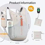 FIORETTO 15L Hiking Backpack for Women Men Mini Packable Backpack Lightweight Small Daypack for Camping Travel Outdoor, Beige - Image 5