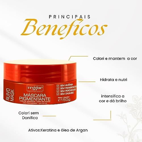 Máscara Matizadora Tonalizante Ruivo Cobre Veggue Profissional 150ml