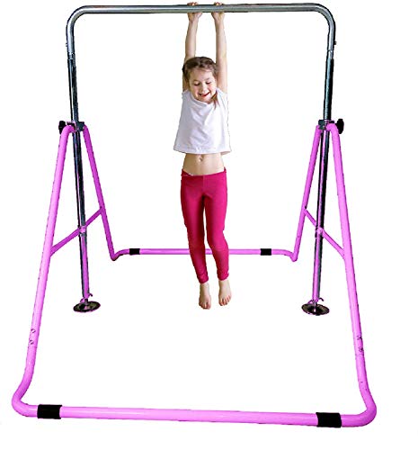 KidsJungle Kids Monkey Bars Jungle Gym Climbing Tower Gymnastics Playground Expandable Junior Training Pink