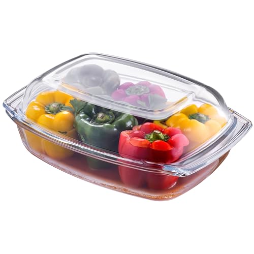 KADAX Auflaufform 5 L aus hitzebeständigem Glas mit Deckel &...