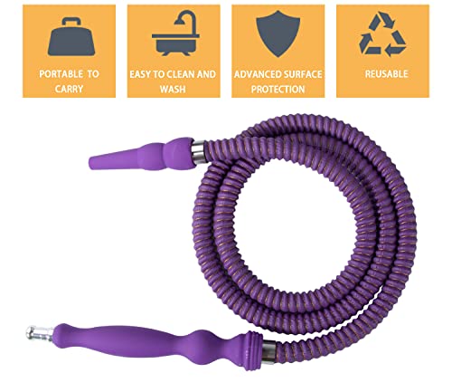 Hookah Hose Shisha Hose Washable Soft Touch Rubber Handle Alloy Tip Leather Wrapped 60'' Shisha Hookah Hose Perfect Fit Hookah Set (Purple) #TOP2