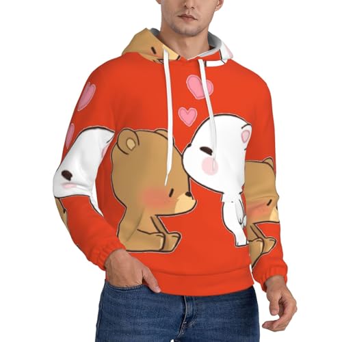 Sweat à capuche en polaire imprimé ours marron blanc pour homme au quotidien