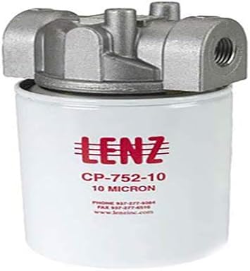 Lenz Spin-On Filter Assembly CPL-1280-10-P-50 10 Micron, 150 PSI, 60 GPM, 1 1/4 NPTF Port, 15 PSI Bypass Without Indicator Ports, 221054
