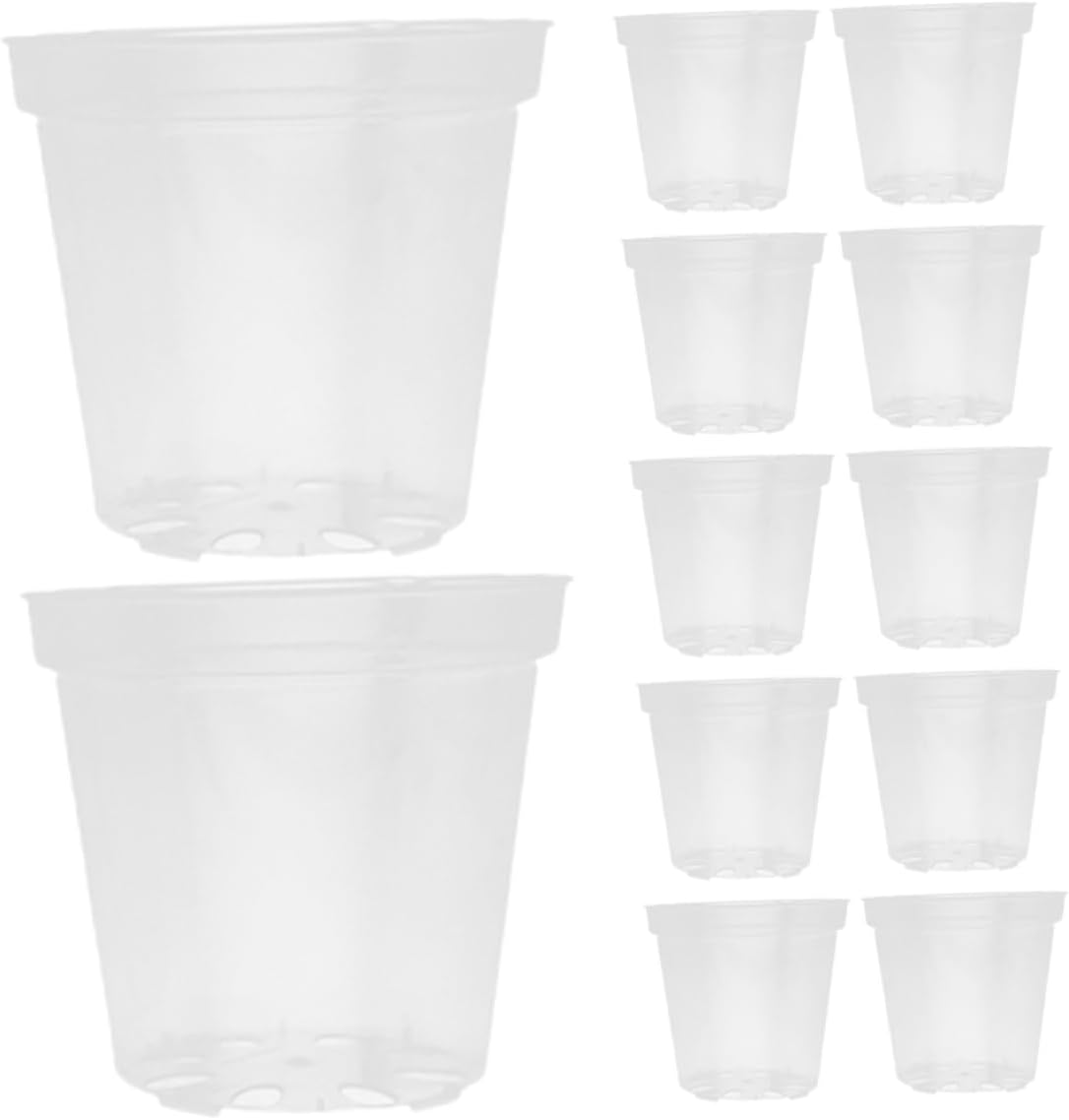 Milisten 40Pcs Transparent Pots Nursery Containers with Drainage Holes Clear Plastic Pots for Indoor Plants Easy Root Observation and Reusable for Home Gardening
