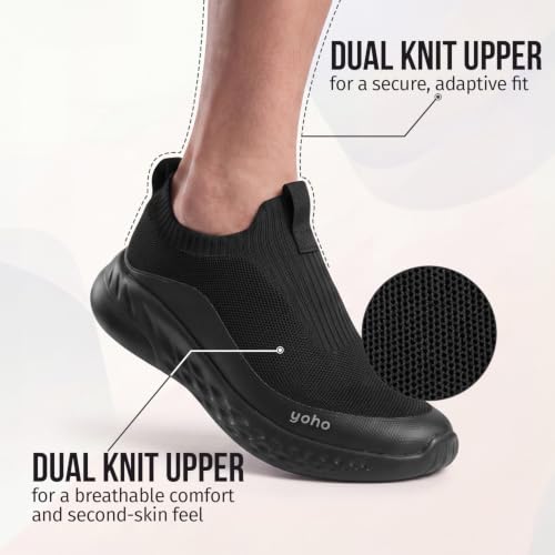 Image of Yoho Men Walking Slip On Shoes | Cushioned, Comfortable, Orthopedic, Lightweight & Breathable Knitted Stretchable Upper | Every Day Casual Wear without Lace, Stylish Footwear for Gents /Boys - UrbanEazyX