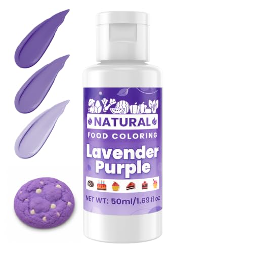 Image of Lavender Purple Natural Food Coloring - 50ml Plant Based Food Dye, No FD&C & Artificial Dyes, Gluten-Free, Food-Grade, Vibrant Liquid Colors for Icing, Baking, Cake Decorating, Frosting, Fondant, Slime - 1.69 Fl.Oz Bottles
