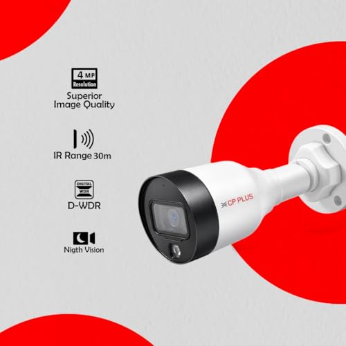 Image of CP Plus 4MP Bullet IP Camera 30 m IR & Warm Light Range with IP67 Weatherproof Protection, H.265 /H.264, PoE, 120 dB WDR, ICR, 3DNR, ROI, and Built-in mic [CP-UNC-TA41L3C-LQ]