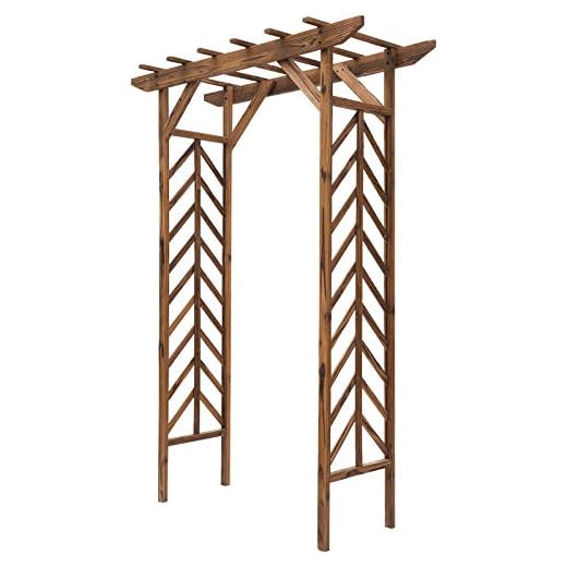 Outsunny 79in Wooden Garden Arbor Arch Trellis with Classic Countryside Style, Pergola Style Roof for Climbing Vines for Ceremony Party Weddings