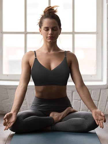 Bencailor 6 Pcs V Neck Bralettes Padded Seamless Bra for Women Wireless Cami Sports with Adjustable Straps3