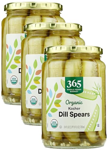 365 by Whole Foods Market, Organic Kosher Dill Pickle Spears, 24 Fl Oz (Pack of 3)