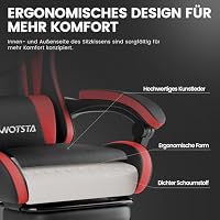 WOTSTA Gaming Stuhl Computerstuhl Ergonomischer Gaming Chair mit Fußstütze – Ansicht 6