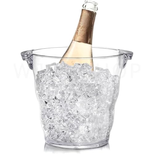 大容量 ワインクーラー多用途対応溶けにくい保冷設計|クリア透明・持ち手付き ポータブルアイスバケット|家庭用・業務用・パーティーに最適 (9.8L)