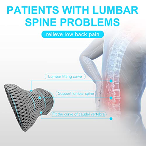 Lumbar Support Pillow - Memory Foam Lumbar Pillow for Low Back Pain Relief, Ergonomic Streamline Lumbar Pillow for Car Seat, Office Chair, Recliner and Bed