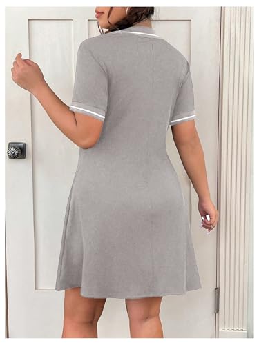 Image of RoseSeek Women's Plus Size Football Jersey Dress Collared Golf Tennis Dress Button Front A Line Streetwear Dresses