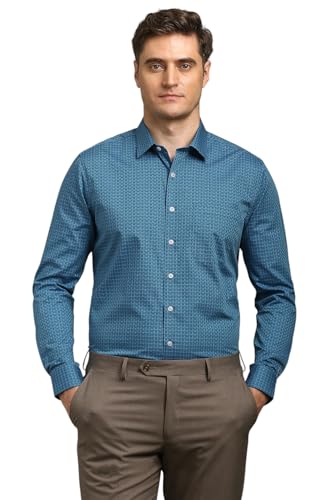 Image of Louis Philippe Men's Slim Fit Easy to Iron Everyday wear Premium Cotton Full Sleeve Checks Formal Shirt