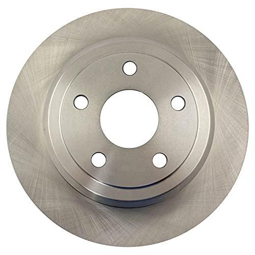 Image of TRQ Rear Brake Pad and Rotor Set Ceramic Solid Rotors Parking Shoe Compatible with 2011-2019 Dodge Durango Jeep Grand Cherokee