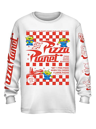 Niños, Toy Disney Pixar Toy Story Pizza Planet Take Out Flyer Disneyland World - Camiseta divertida para hombre, Manga larga., Medium
