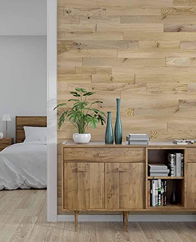 wodewa 1000 Wandverkleidung Holz 3D Optik Eiche Rustikal 1m² Wandpaneele Moderne Holzverkleidung Holzwand Wohnzimmer Küche Schlafzimmer strukturiert Natur