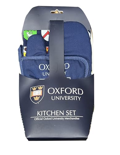Elgate Official Oxford University - Kitchen Set - Apron Oven Mitt and Pot Holder - Licenced Product, Navy