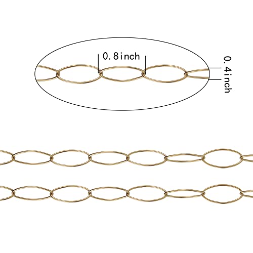 Suyan 16.4 Feet/Roll Big Oval Link (0.8×0.4Inch) Stainless Steel Cable Chains Rolo Link Chain,Bulk Jewelry Chain For Making Necklace Earrings Bracelet (Gold) #TOP1
