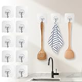 10PCS Wall Hook Adhesive Utility Hanger Transparent Removable Hook Kitchen Bathroom Door Closet Cabinet Surface Hanging Use