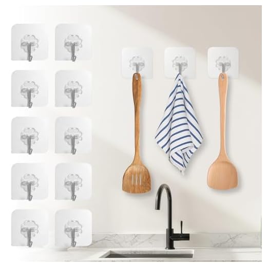 10PCS Wall Hook Adhesive Utility Hanger Transparent Removable Hook Kitchen Bathroom Door Closet Cabinet Surface Hanging Use