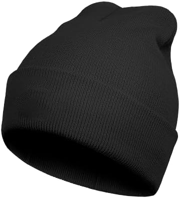Naicissism Slouchy Beanie Hat Men Women - Unisex Winter Beanie Cuffed Plain Skull Knit Hat Cap -Black