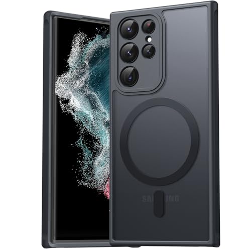 EASDNB für Samsung Galaxy S22 Ultra Hülle für Magsafe Magnetisch Handyhülle für S22 Ultra Hülle Kameraschutz Stoßfeste Kratzfeste Durchscheinende Schutzhülle für Samsung S22 Ultra Case Schwarz