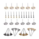 AOMIKITSTU Handdrahtbürste und Messingbürste Set 36 Stück, 3 x 5/15/25 mm Kegelbürsten, Zopfrundbürste Set, Metallbürste für Winkelschleifer, Drahtbürste, Topfbürste zum Rostentfernung