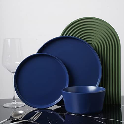 Stone Lain Coupe Dinnerware Set,16 Piece, Service for 4, Black Matte