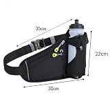 Roysmart Laufgürtel für Handy, Hüfttasche, Gürteltasche mit Flaschenhalter, Verstellbar Hüfttasche Damen und Herren, Bauchtasche für Trinkflasche zum Joggen, Laufen, Sport, Fitness (Schwarz)
