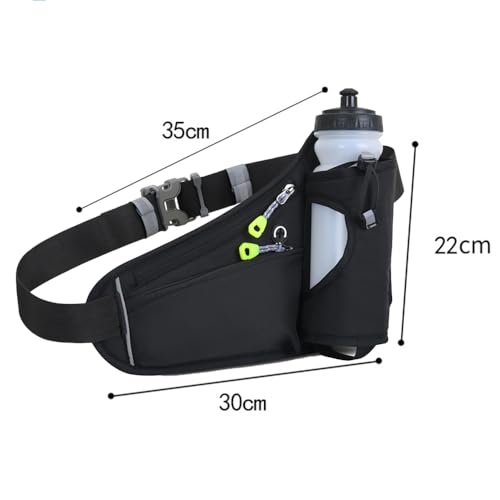 Roysmart Laufgürtel für Handy, Hüfttasche, Gürteltasche mit Flaschenhalter, Verstellbar Hüfttasche Damen und Herren, Bauchtasche für Trinkflasche zum Joggen, Laufen, Sport, Fitness (Schwarz)