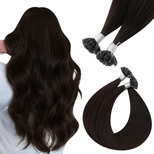 Easyouth U Tip Hair Extensions Human Hair Brown, 20 Inch 50G 50S,