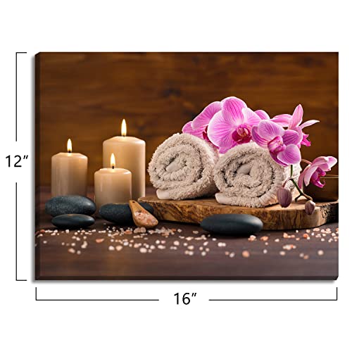 Soothan Spa Wall Art For Bathroom Decor Stones Orchids & Towel Candle Spa Picture Photography Modern Wall Decor Giclee Print Colorful Still Life Painting For Living Room Bedroom Office 12X16Inch #TOP1