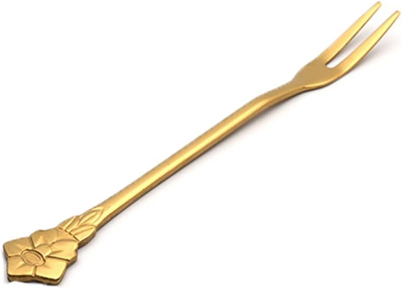 Dinner Forks Stainless Steel Fruit Fork Flower Handle Cake Ice Cream Portable(A)