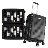 BRANTMAKER Wine Suitcase for Airplanes 12 Bottle, Wine Luggage for Airplane Travel with Removable Foam Insert and TSA Approved Lock, Hard PC Shell Travel Case with Hinomoto Double Wheels, Black