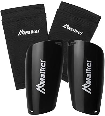 Malker Soccer Shin Guards for Kids Youth Adults Shin Guards Pads with Lower Leg Sleeves, Lightweight and Compact , Protective Soccer Equipment (Black L)