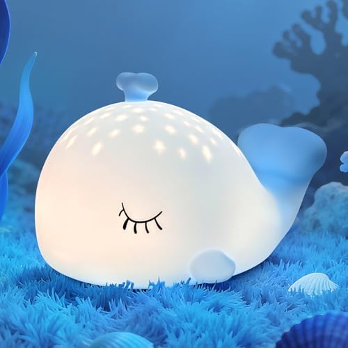 JVURICE Nachtlicht Kinder Wal Silikon Nachtlicht Dimmbar RGB Tier Touch Aufladbare Kinderlicht Schlafzimmer Led Night Light Dekor Kinder Lampe Geschenke Für Mädchen Junge Weihnacht