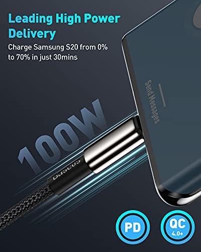 Baseus Kabel USB C, 100 W PD 5A QC 4.0 szybkie ładowanie USB C na USB C, stop cynku, nylonowy pleciony kabel do transmisji danych typu C do MacBooka Air iPad Pro 2020, Samsung Galaxy S21 S20+ S10,