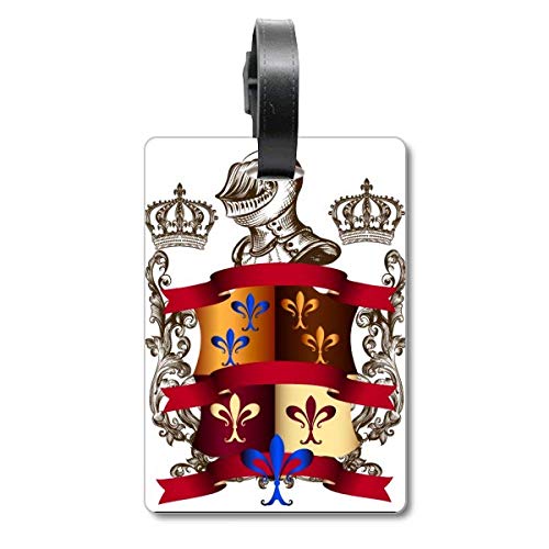 Étiquette d'identification de luxe motif armure et emblème médiéval pour bagage