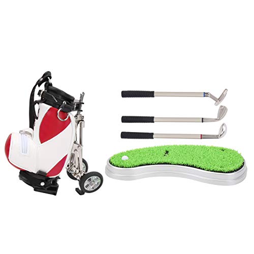 Golf Pen Set, Golf Bag Pen Holder for Desk, Golf Pen Holder for Gift, Mini Desktop Golf Putting, Golf Pen Set with Mini Golf Bag - 3 Ballpoint Pens and Holder, Desk Decor Gift for ers for Men Birthday