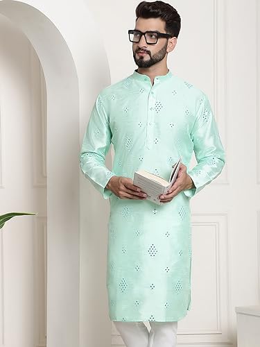 Image of SOJANYA (Since 1958 Men's Silk Blend Designer Long Kurta
