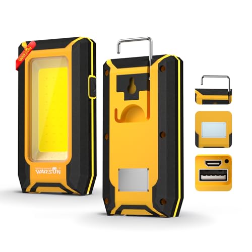 WARSUN Luz de trabajo LED recargable, luces de trabajo portátiles COB magnéticas, 40 W, 1500 lúmenes, gancho de metal para colgar, 3 modos de iluminación, iluminación en el lugar de trabajo para