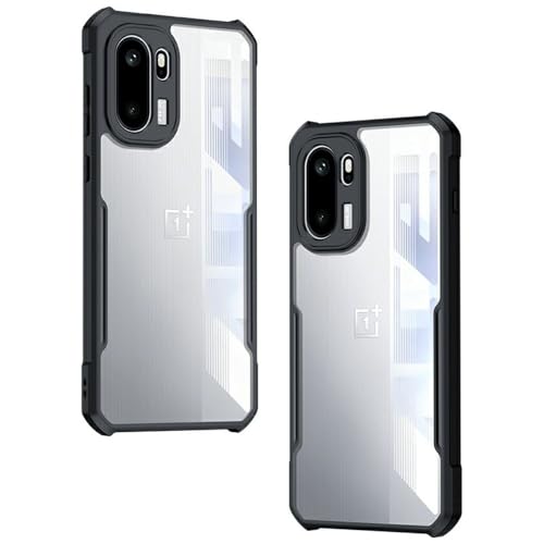 Image of NSTAR Shock Proof Clear Protective Back Case for Oneplus 15R 5G | Acrylic Crystal Clear 360 Degree Protection- (PC & TPU, Black Bumper)