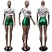 KANSOON Leather Shorts for Women High Waisted Patent Leather Skinny Shorts with Pockets Green M