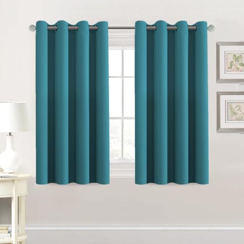 H.VERSAILTEX Premium Blackout Thermal Insulated Room Darkening Curtains for Bedroom/Living Room - Classic Grommet Top (2 Panels, Turquoise Blue, 52 Inch by 54 Inch)