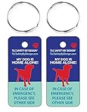 TLC Safety By Design 2 Pk. Key Tags and Keychain Rings Trademarked My Dog is Home Alone Alert...