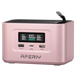 AFERIY Nano100, Generateur Electrique Portable 100W, Batterie Nomade 99.2Wh/31000mAh, Station d'Énergie Mobile avec Câble USB-C Rétractable, Charge Solaire avec 100W Max, Chargeur Portable, Rose
