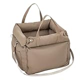 Sonorphine ペットドライブボックス 車載ベッド 犬用キャリーケース 多機能 防水 耐摩耗 高級皮革 車中泊 アウトドア対応 中型犬・小型犬用（ケルビー・コーギー対応） 携帯可能 折りたたみ 取り外して洗える 安全ロック 滑り止め底面 収納ポケット付き (グレー)